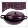 EMALIOWANY GARNEK ŻELIWNY PŁASKI 30cm 3L HAGE EGGPLANT
